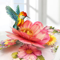 Female Birthday Card Hummingbird and Flowers